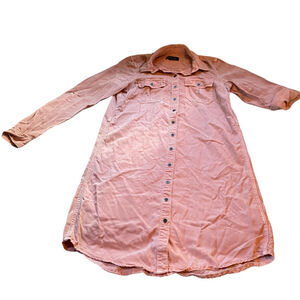 Women's Parasuco Pink Button Down Casual Tencel Shirt Dress S/P Western Barbie